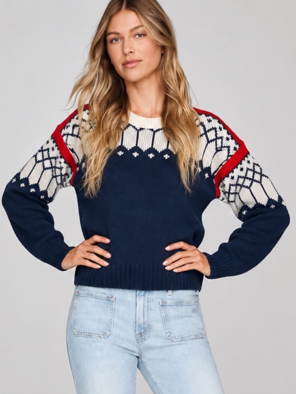 Vintage 80s Slopes Wool Blend Ski Sweater XL Nordic Fair Isle Retro Winter